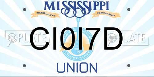 CI0I7D Mississippi License Plate