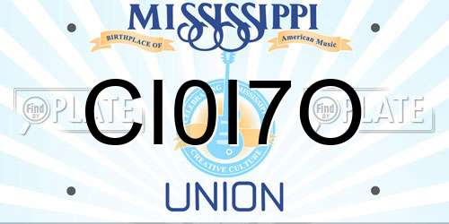CI0I7O Mississippi License Plate