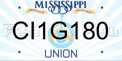 CI1G180 Mississippi License Plate