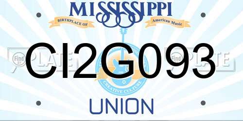 CI2G093 Mississippi License Plate