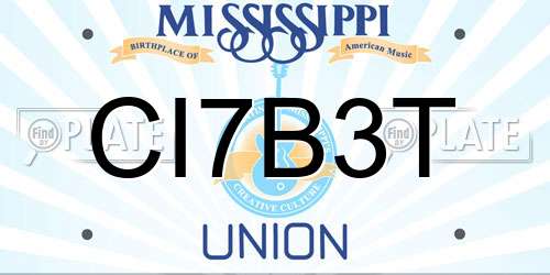 CI7B3T Mississippi License Plate
