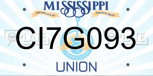 CI7G093 Mississippi License Plate