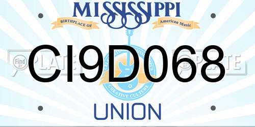 CI9D068 Mississippi License Plate