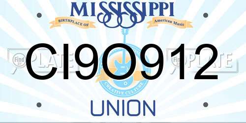 CI9O912 Mississippi License Plate