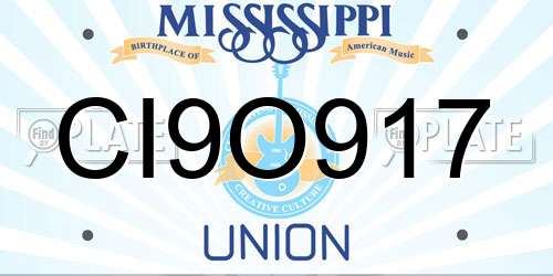 CI9O917 Mississippi License Plate