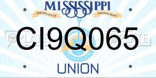 CI9Q065 Mississippi License Plate