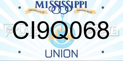 CI9Q068 Mississippi License Plate