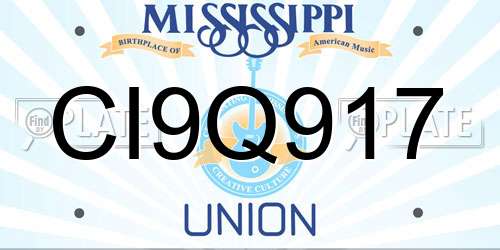 CI9Q917 Mississippi License Plate