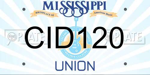 CID120 Mississippi License Plate