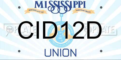 CID12D Mississippi License Plate