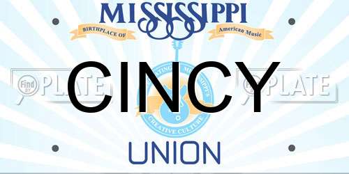 CINCY Mississippi License Plate