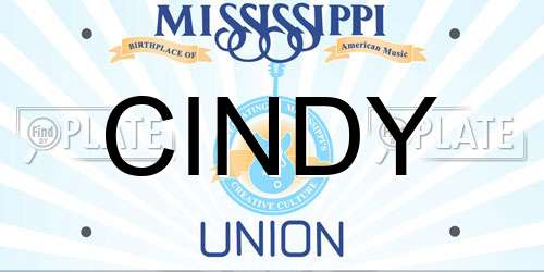 CINDY Mississippi License Plate