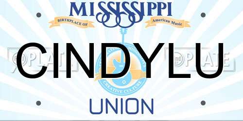 CINDYLU Mississippi License Plate
