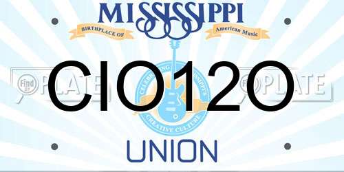 CIO12O Mississippi License Plate