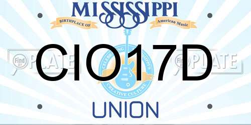 CIO17D Mississippi License Plate