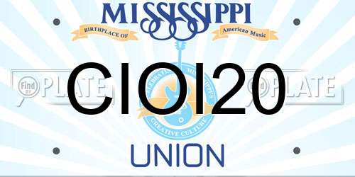 CIOI20 Mississippi License Plate
