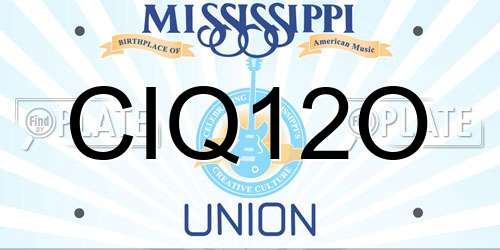 CIQ12O Mississippi License Plate