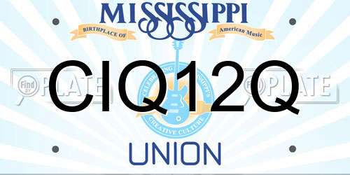 CIQ12Q Mississippi License Plate