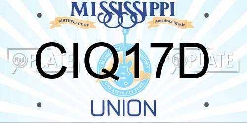 CIQ17D Mississippi License Plate