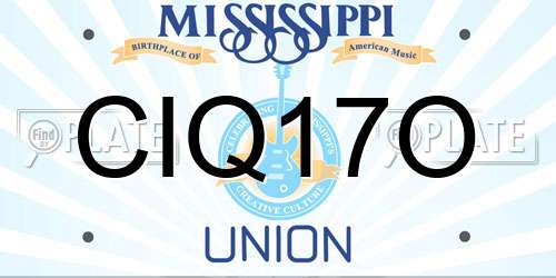 CIQ17O Mississippi License Plate