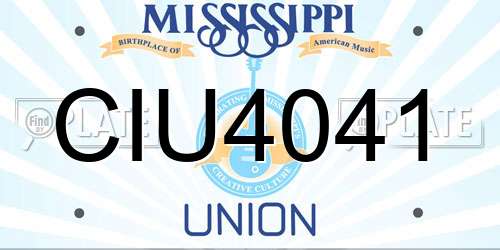CIU4041 Mississippi License Plate