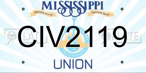 CIV2119 Mississippi License Plate