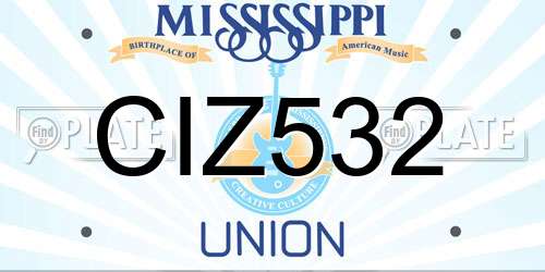 CIZ532 Mississippi License Plate