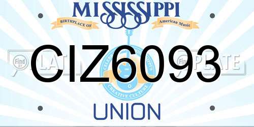 CIZ6093 Mississippi License Plate