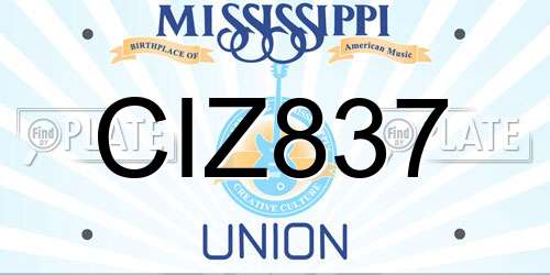 CIZ837 Mississippi License Plate
