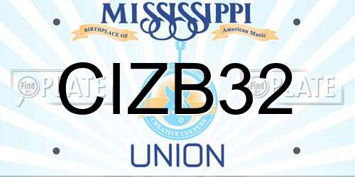 CIZB32 Mississippi License Plate