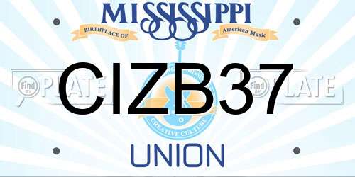 CIZB37 Mississippi License Plate
