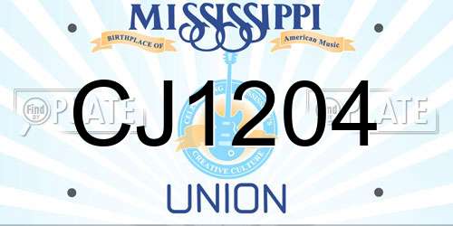 CJ1204 Mississippi License Plate