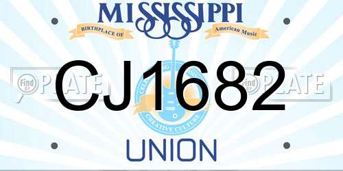 CJ1682 Mississippi License Plate