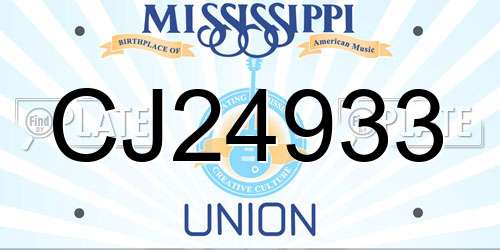 CJ24933 Mississippi License Plate