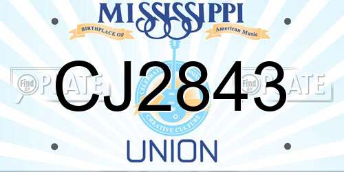 CJ2843 Mississippi License Plate