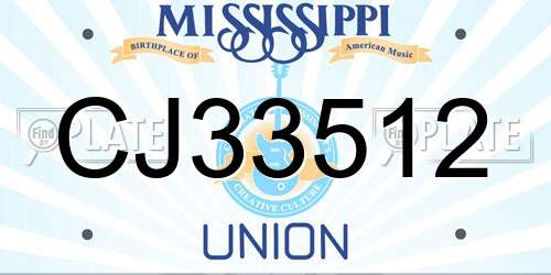 CJ33512 Mississippi License Plate