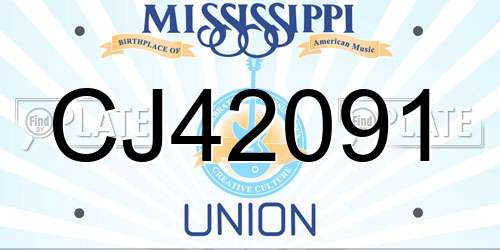 CJ42091 Mississippi License Plate