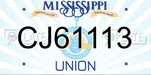 CJ61113 Mississippi License Plate