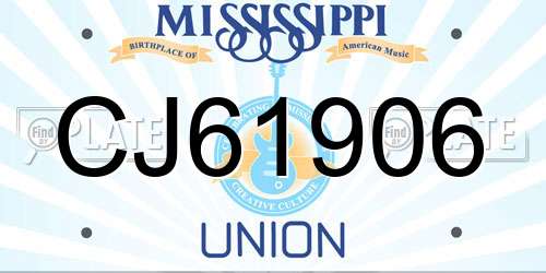 CJ61906 Mississippi License Plate