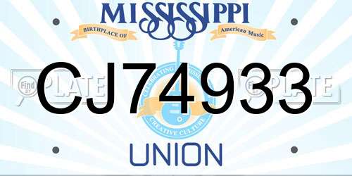 CJ74933 Mississippi License Plate