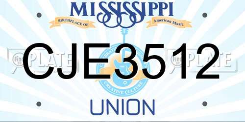 CJE3512 Mississippi License Plate