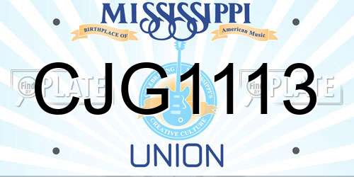 CJG1113 Mississippi License Plate