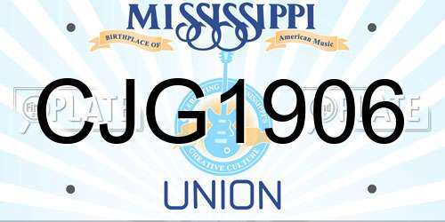 CJG1906 Mississippi License Plate