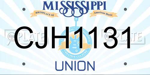 CJH1131 Mississippi License Plate