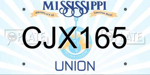CJX165 Mississippi License Plate
