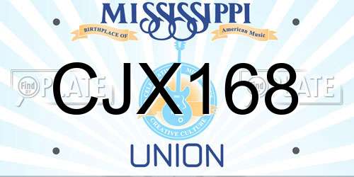 CJX168 Mississippi License Plate