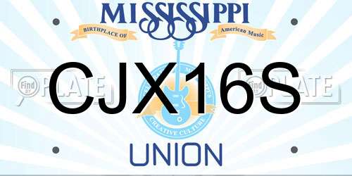CJX16S Mississippi License Plate