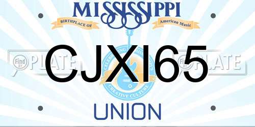 CJXI65 Mississippi License Plate