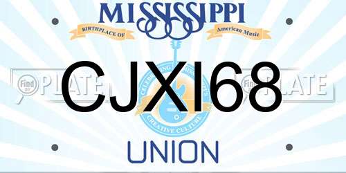 CJXI68 Mississippi License Plate