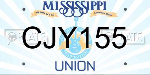 CJY155 Mississippi License Plate